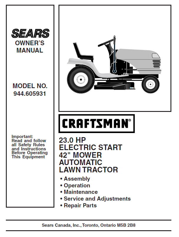 Craftsman lawn mower service center sale