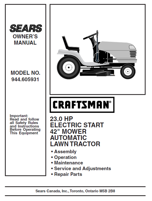 Craftsman lawn tractor repair manual new arrivals