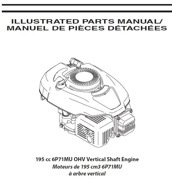 6P71MU Parts List for MTD Craftsman 195 cc OHV Vertical Shaft Engine DR Mower Parts