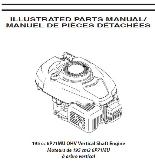 6P71MU Parts List for MTD Craftsman 195 cc OHV Vertical Shaft Engine DR Mower Parts