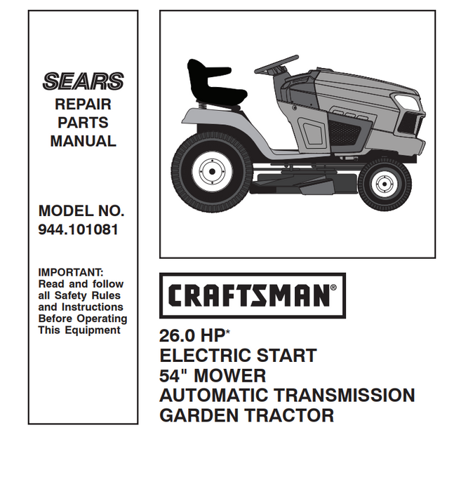 944.101081 Craftsman Garden Tractor