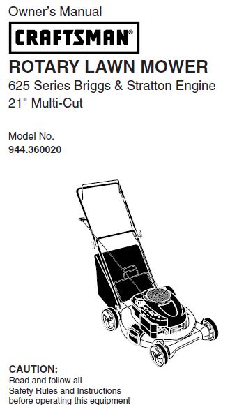 944.360020 Manual for Craftsman 21" Multi-Cut Lawn Mower