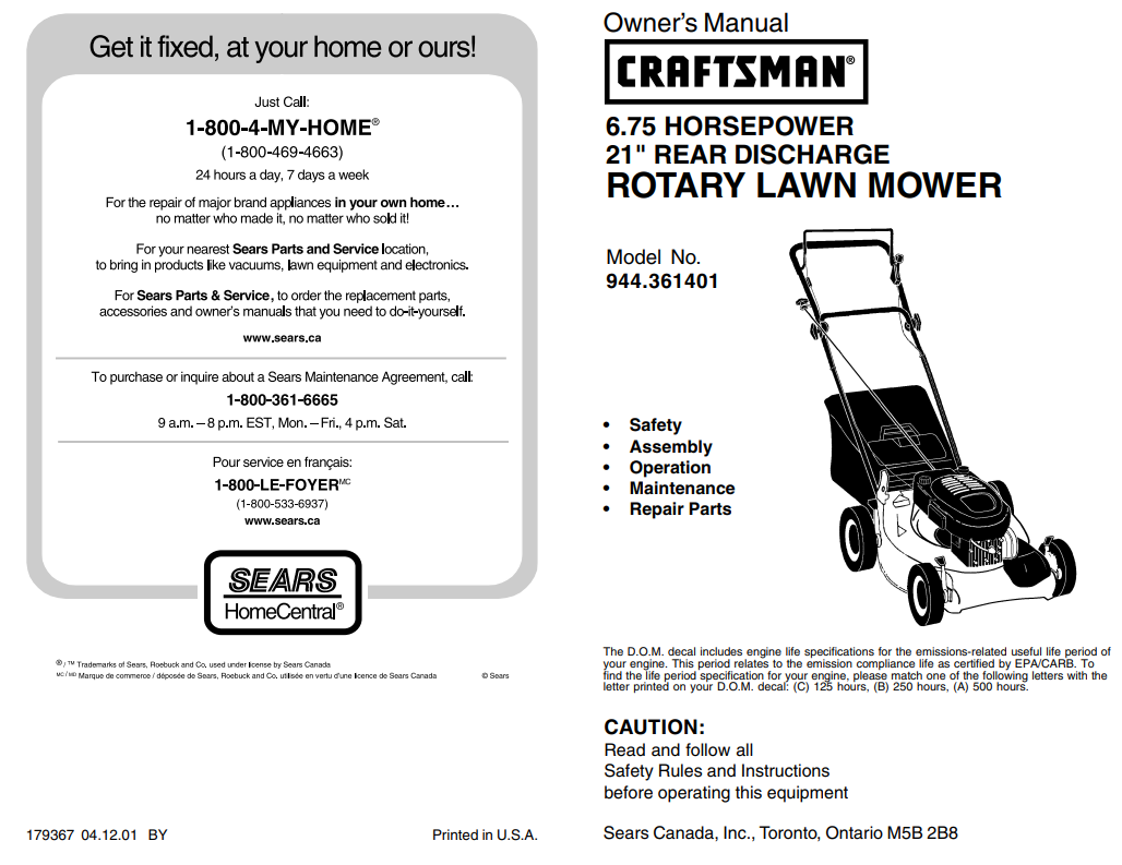 Lawn mower repair online parts near me