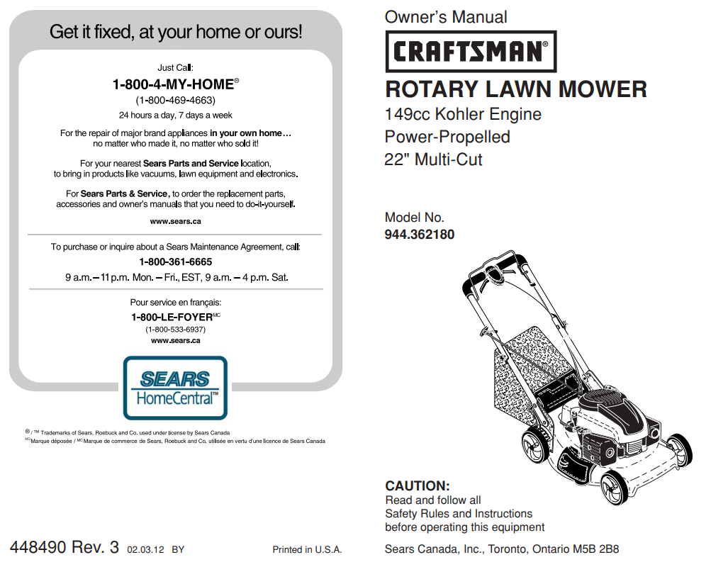 Craftsman lawn mower deals 944.36