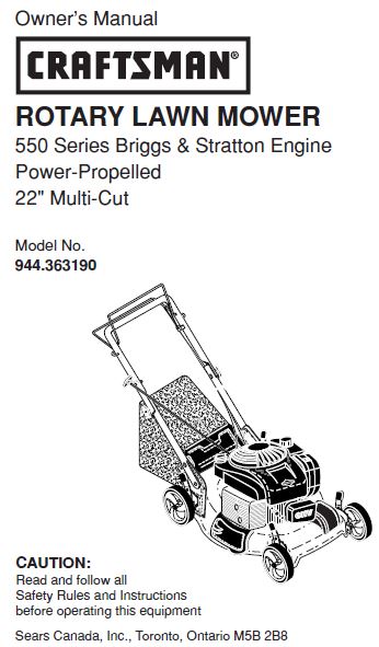 944.363190 Manual for Craftsman 22" Power-Propelled Lawn Mower
