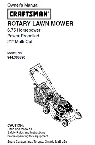 944.365890 Manual for Craftsman 21" Multi-Cult Lawn Mower