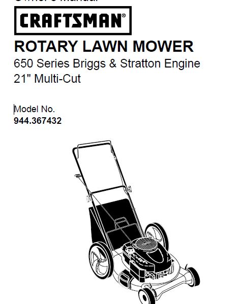 944.367432 Manual for Craftsman 21 Multi Cut Lawn Mower DR Mower Parts