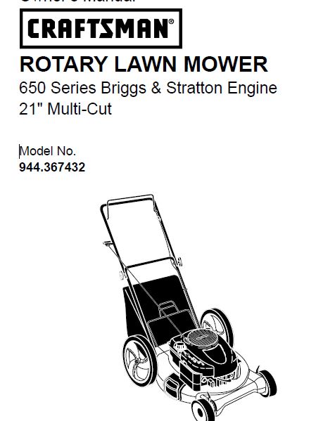 944.367432 Manual for Craftsman 21" Multi-Cut Lawn Mower