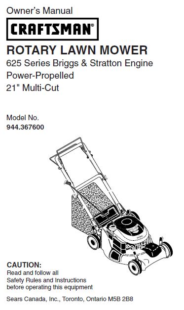 944.367600 Manual for Craftsman Power-Propelled Lawn Mower