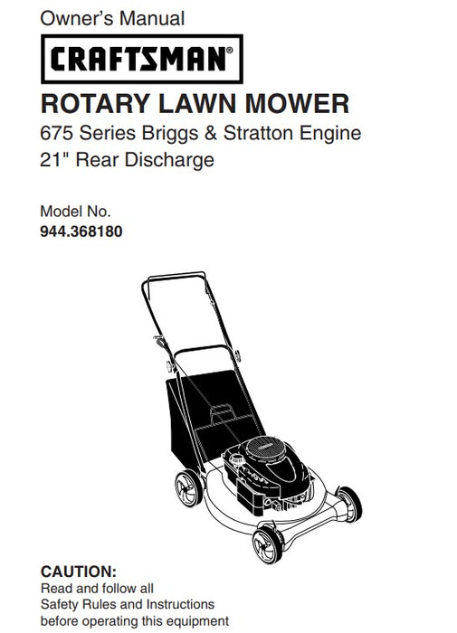 944.368180 Manual for Craftsman Lawn Mower - drmower.ca - Free Download