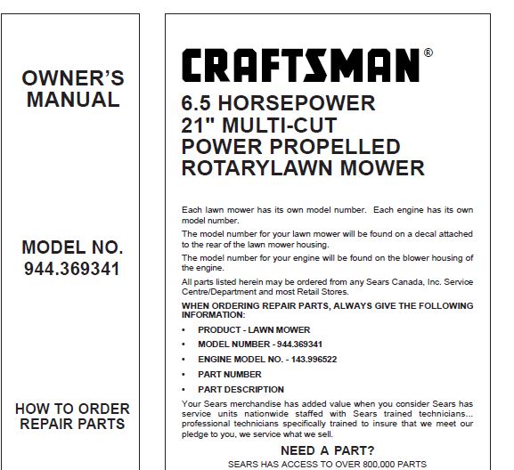 Craftsman self propelled lawn mower repair manual discount