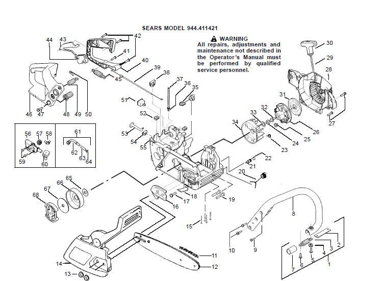944.411421 Parts List for Craftsman Chainsaw — DR Mower Parts