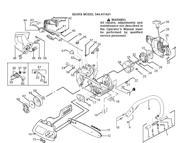 944.411421 Parts List for Craftsman Chainsaw