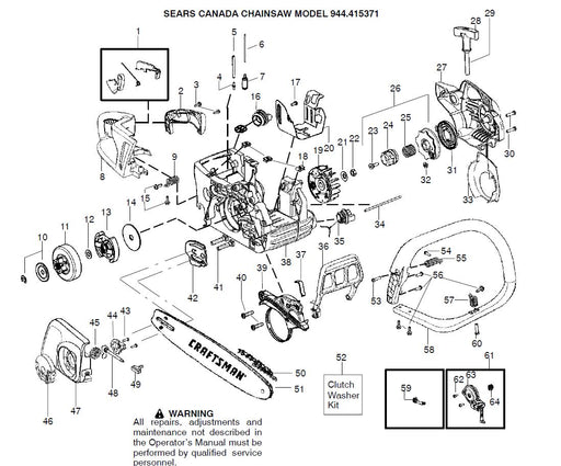 944.415371 Parts List for Craftsman Chainsaw