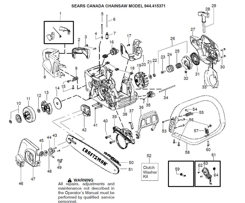 Craftsman chainsaw flywheel key replacement diagram