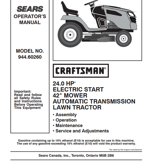 944.60260 Craftsman Electric Lawn Tractor
