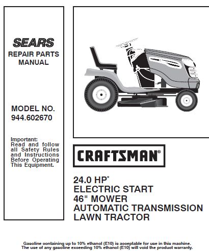 944.602670 Manual for Craftsman 46" Lawn Tractor