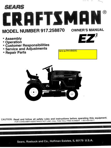 Craftsman 46 inch riding mower owners manual 2025