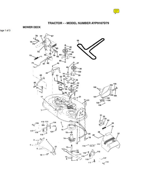 944.607352 Deck Parts list for Craftsman Tractor