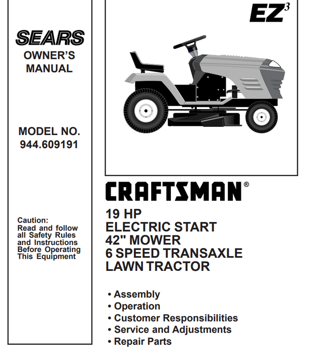 944.609191 Craftsman Lawn Tractor | drmowreparts.ca