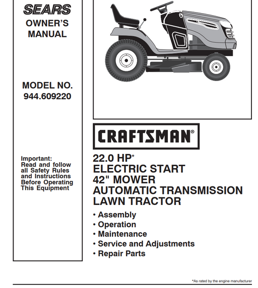 944.609220 Craftsman Lawn Tractor
