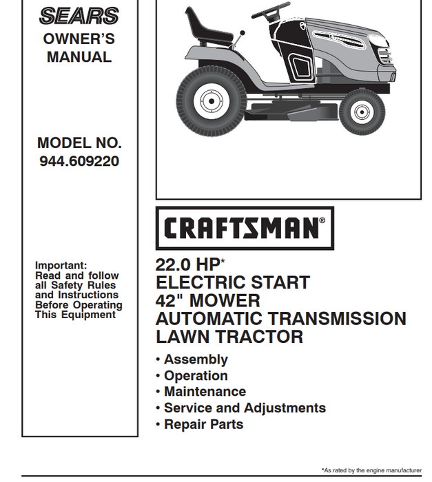 Sears lawn mower repair shop sale