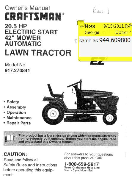 Sears craftsman riding mower manual outlet