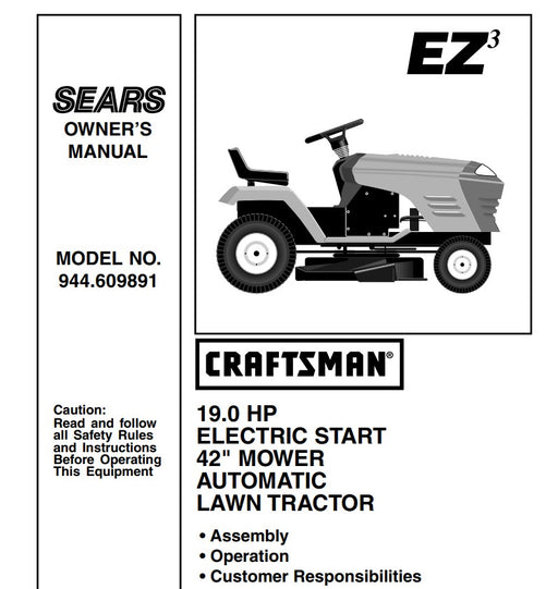 944.609891 Manual for Craftsman 42" Deck Lawn Tractor