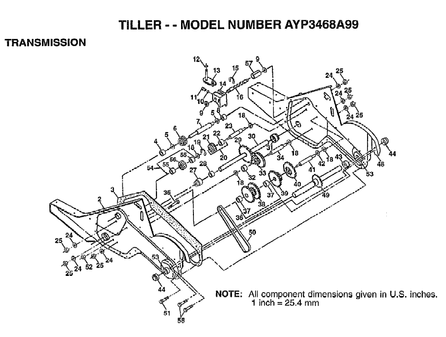 944.621570 Craftsman Parts List for Rototiller Transmission