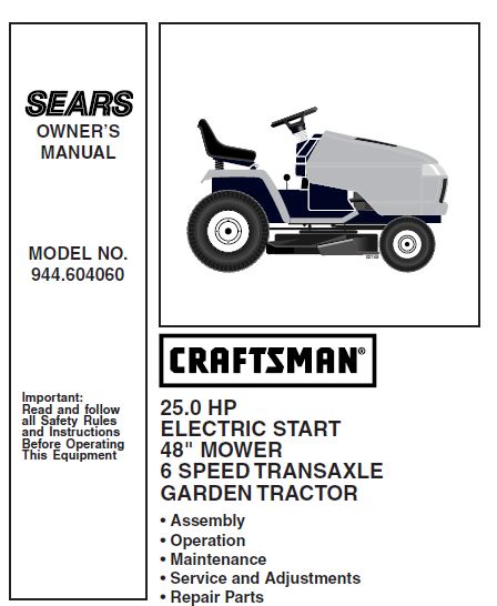 944.604060 Manual for Craftsman 25 HP 48