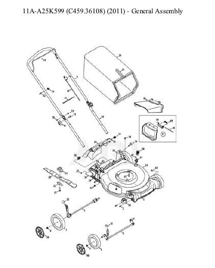 C459-36108 Parts List for Craftsman 21" Lawn Mower 11A-A25K599 (2011)