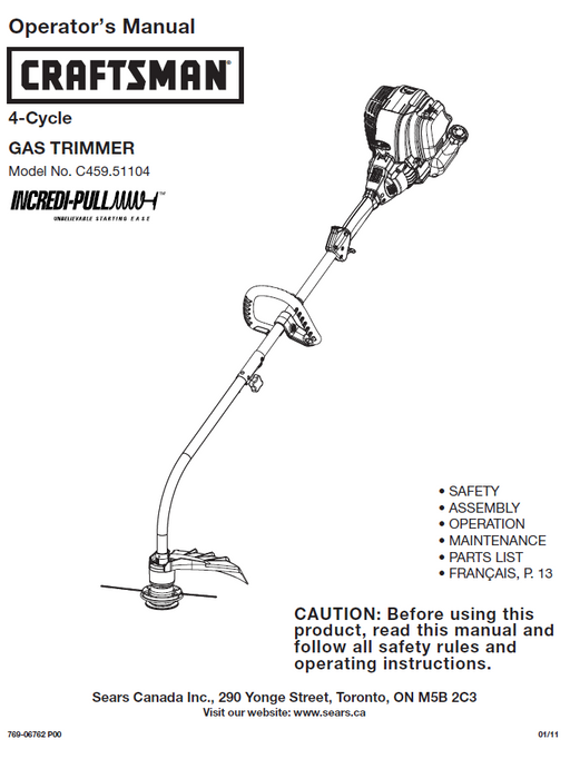Craftsman battery weed eater manual sale