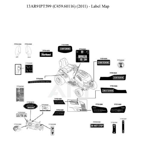 C459-60116 Parts List for Craftsman Lawn Tractor [2011]