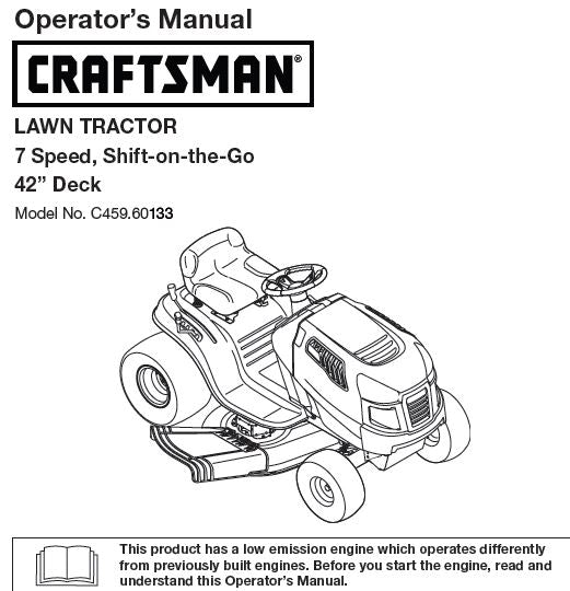 C459-60133 Manual for Craftsman 2011 42" Lawn Tarctor