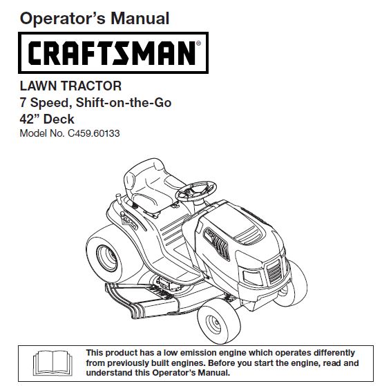 C459-60133 Manual for Craftsman 2013 42" Lawn Tractor
