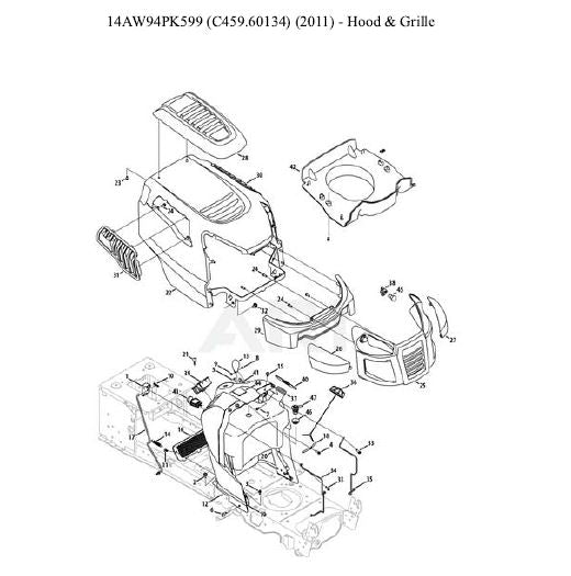 Liste des pièces C459-60134 pour tracteur de pelouse Craftsman 54" 14AW94PK599 (2011)