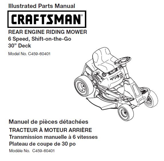 C459-60401 Manual for Craftsman 2016 30" Riding Mower
