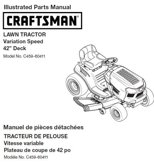 C459-60411 Parts List for 2016 Craftsman 42" Variation Speed Lawn Tractor 13AD78XS599