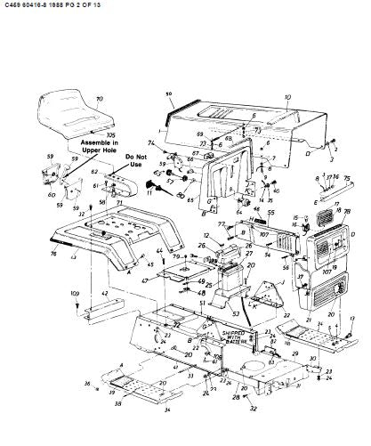 Liste des pièces C459-60416-8 pour tracteur Craftsman 1988