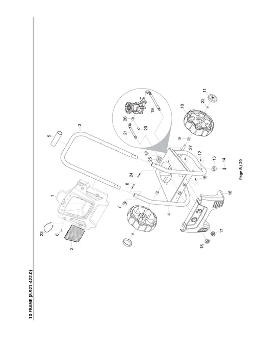 Karcher parts breakdown for GH2800 showing part as key #26