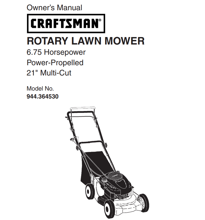 944.364530 Craftsman Rotary Lawnmower Manual DR Mower Parts