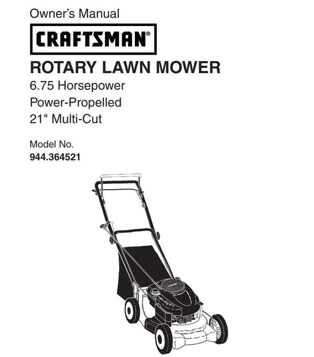 944.364521 Manual for Craftsman Lawn Mower