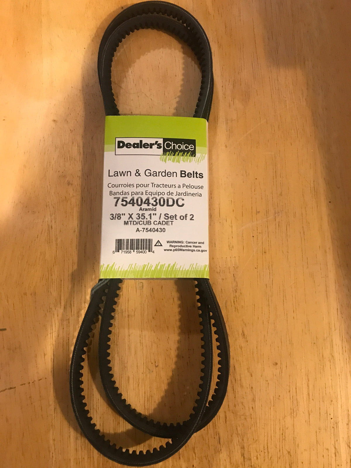 7540430DC Dealers Choice Snowblower Drive Belt (Set of 2) Replaces 754