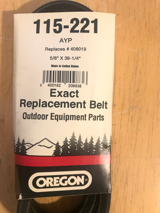 115-221 Oregon Snowblower Impeller Drive Belt Replaces Craftsman 408019 - LIMITED AVAILABILITY