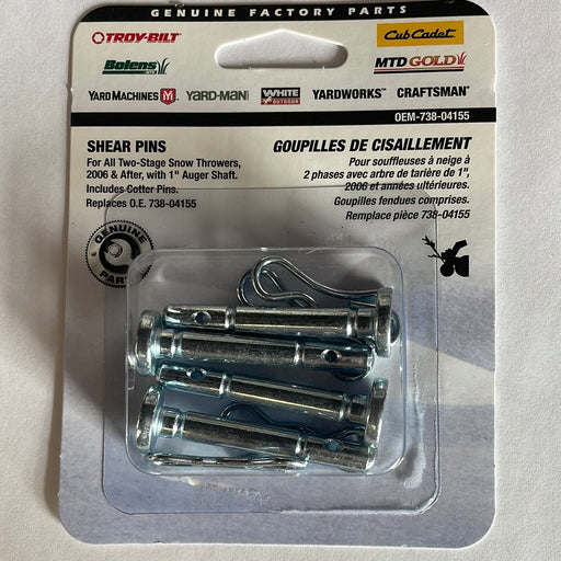 738-04155 MTD Craftsman Snowblower Shear Pin Set OEM-738-04155 Set of 4